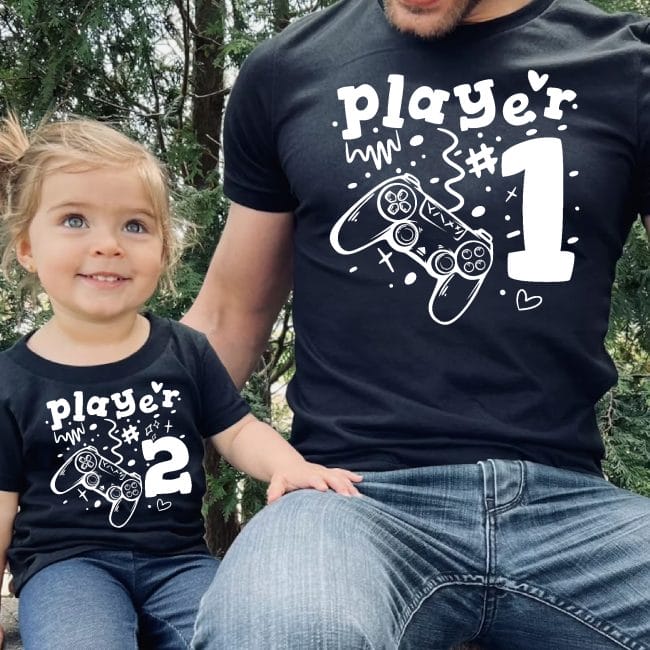 Player 1, Player 2 apa lánya/fia póló Lovenir.hu