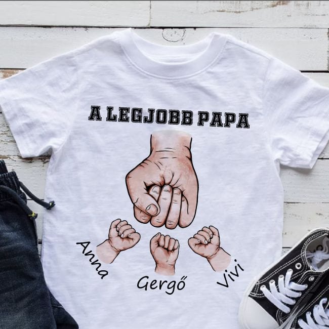 A legjobb Papa és unokái ököl pacsi férfi póló Lovenir.hu